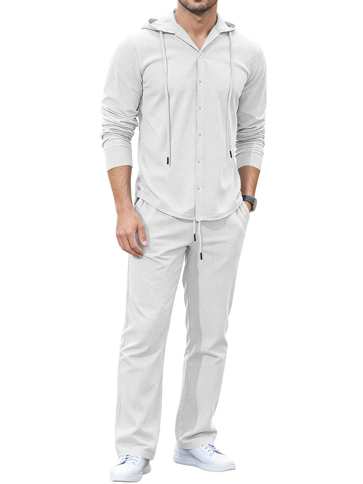 Men's Casual Button Hoodie Lounge Set made of Jersey with Drawstring and Comfort Jogger Hudson & Parker Fashion