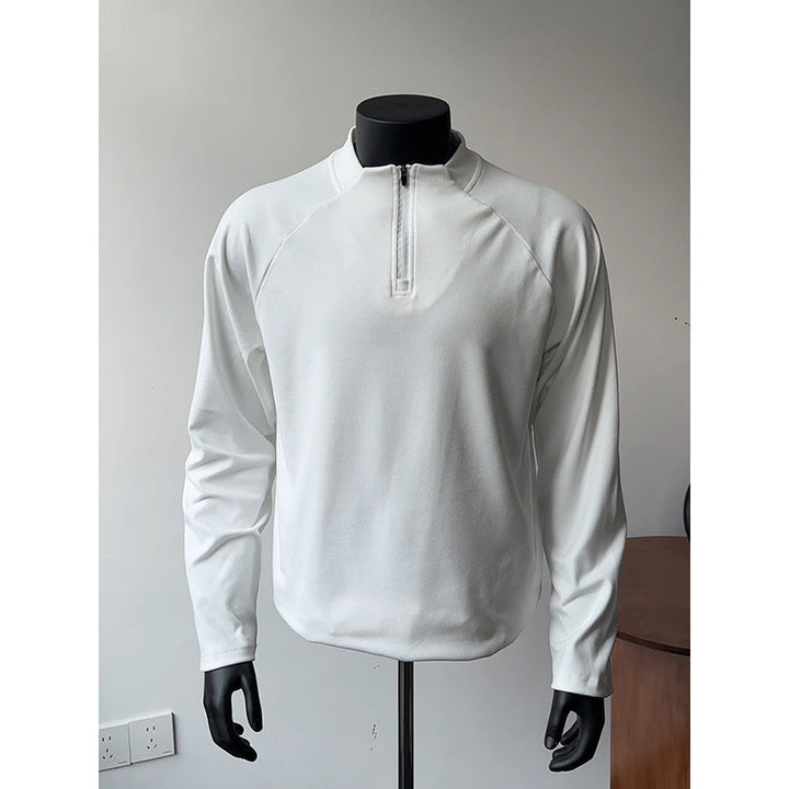 Men's Lightweight Functional Half-Zip Sweatshirt with Stand-Up Collar and Raglan Sleeves Hudson & Parker