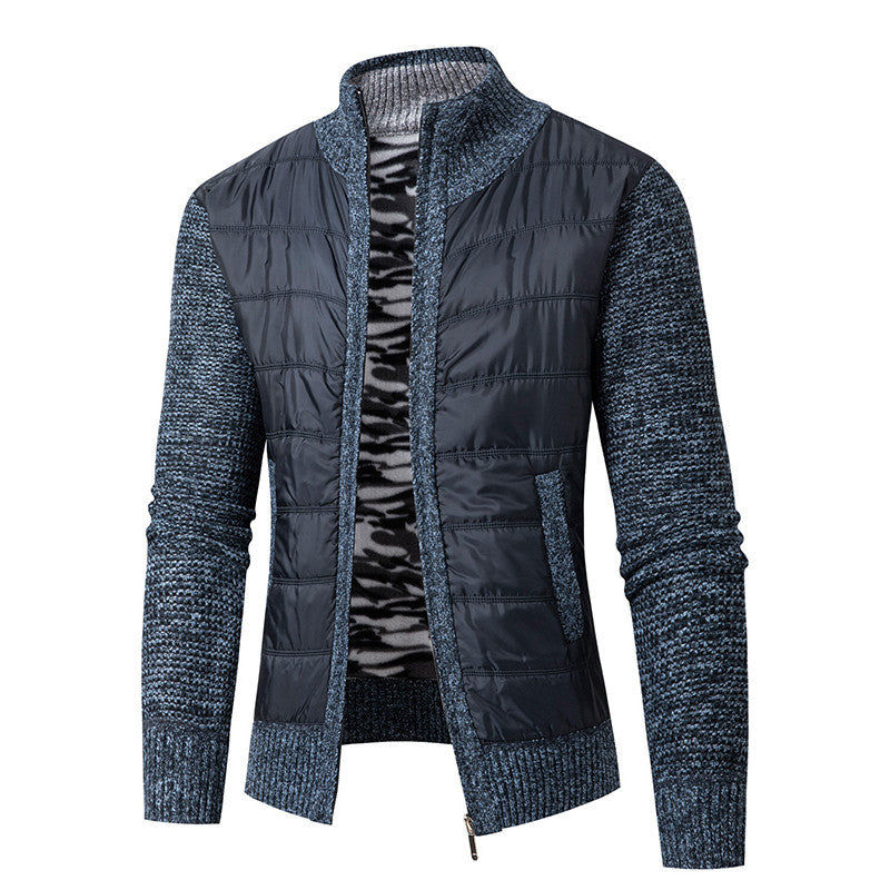 Men's hybrid cardigan with quilted front and stand-up collar Hudson & Parker