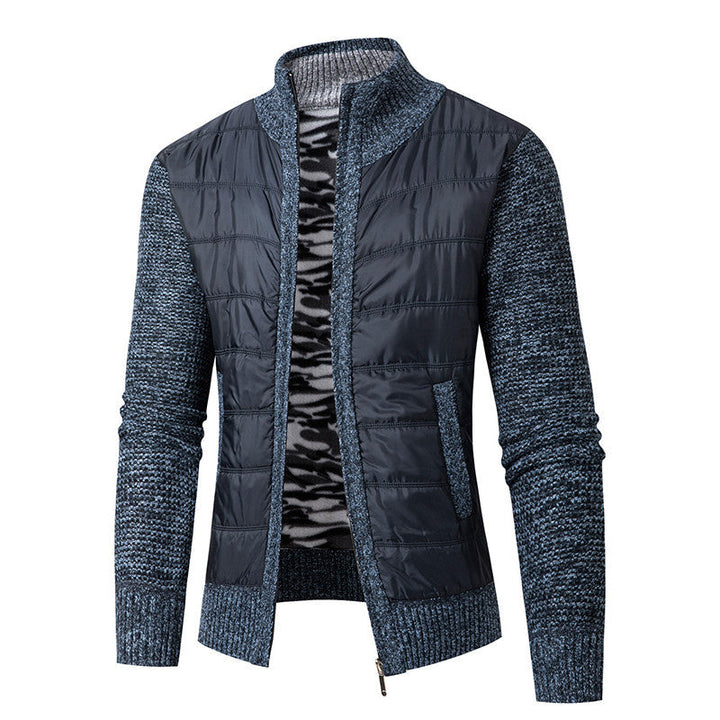 Men's hybrid cardigan with quilted front and stand-up collar Hudson & Parker