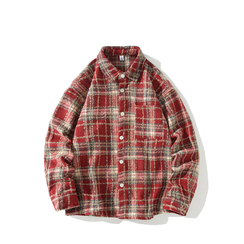 Men's Checked Flannel Overshirt with Snap Front and Straight Cut Hudson & Parker