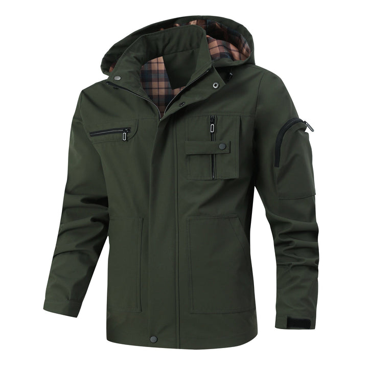 Men's Waterproof Utility Jacket with Hood and Multiple Pockets Hudson & Parker