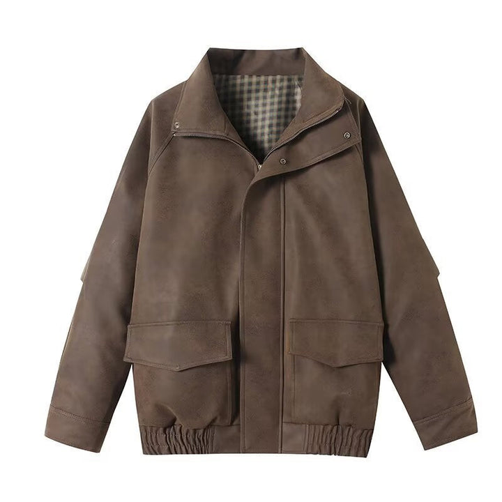 Men's Oversized Field Jacket in Suede Look with High Collar, Flap Pockets, and Elastic Hem Hudson & Parker