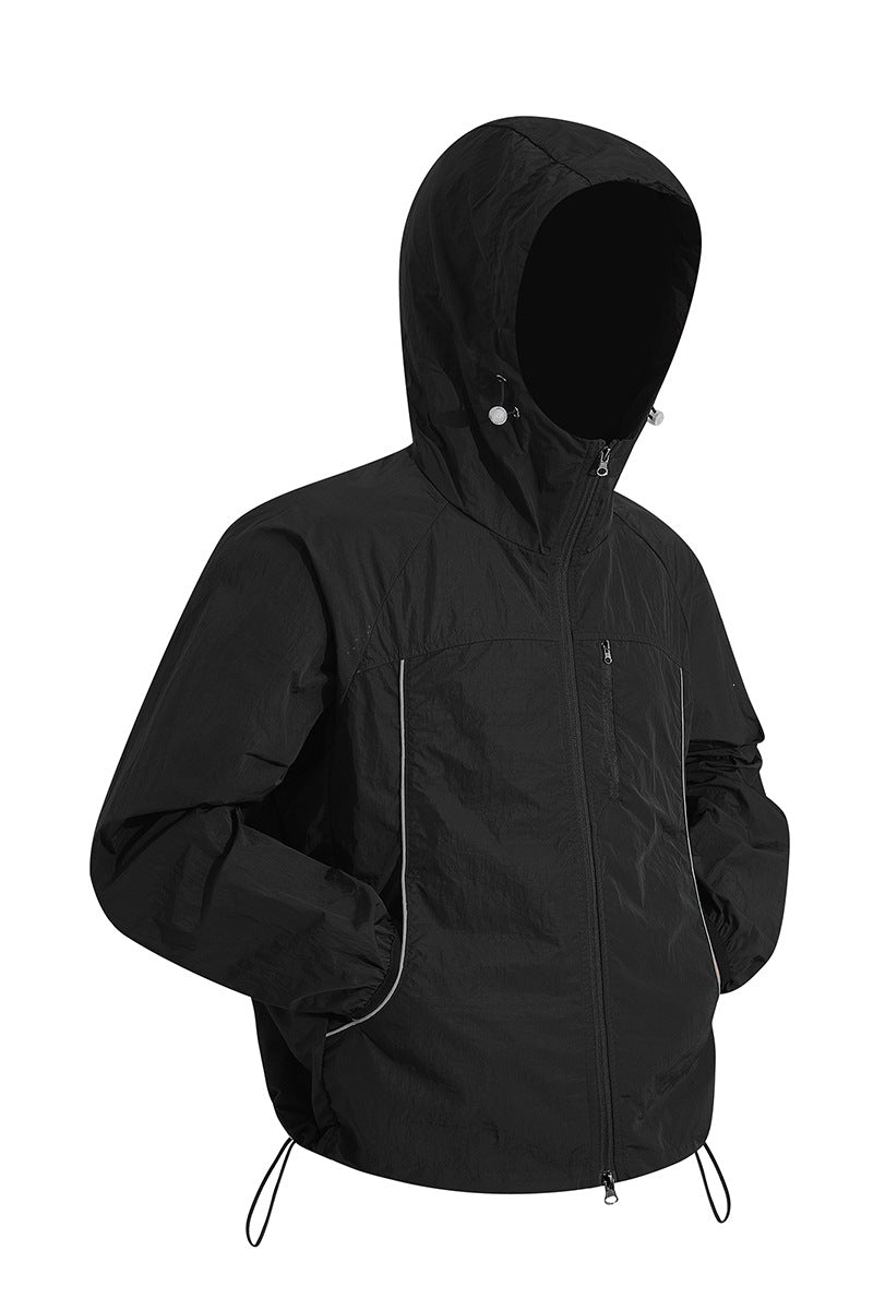 Men's Ultralight Hooded Windbreaker made of Ripstop with Adjustable Hem & Chest Zipper Hudson & Parker