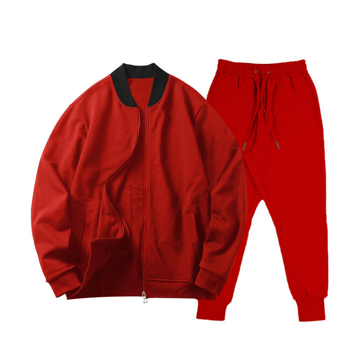Men's casually cut sweat set with zip bomber jacket and tapered jogging pants made of soft fleece Hudson & Parker