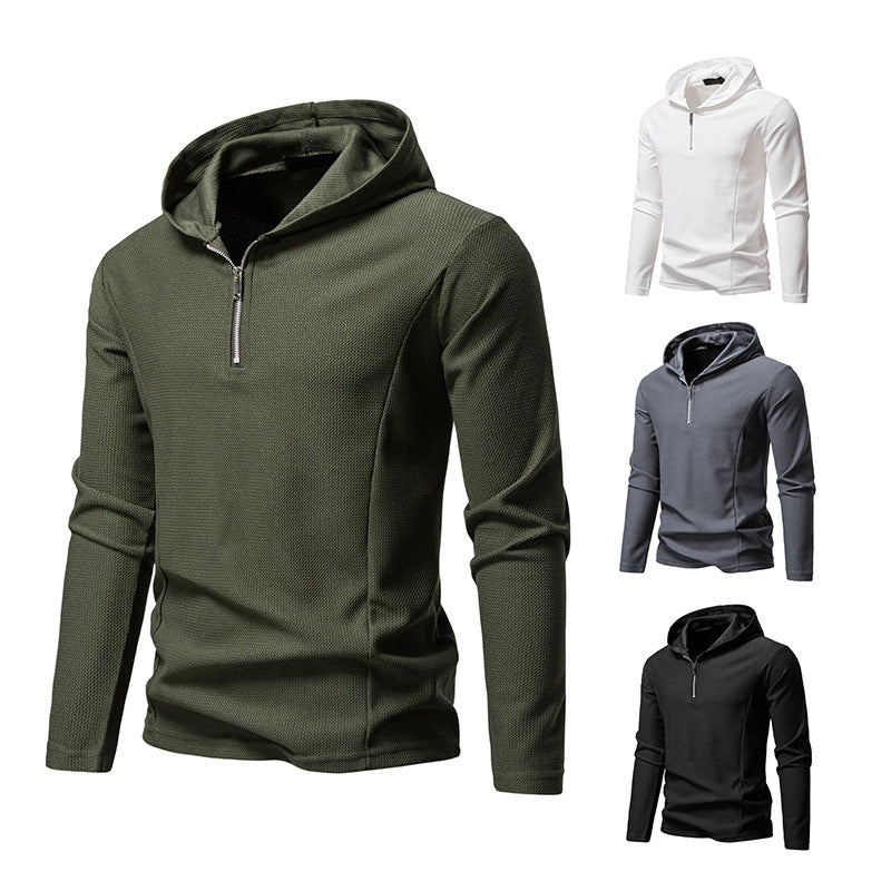 Men's Lightweight Textured Half-Zip Hoodie with Breathable Mesh Hudson & Parker