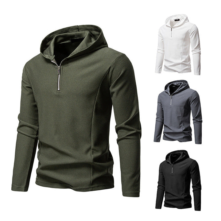 Men's Lightweight Textured Half-Zip Hoodie with Breathable Mesh Hudson & Parker
