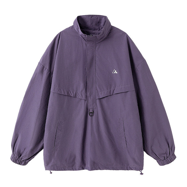Unisex Oversize Anorak with Half Zip, Stand Collar, Kangaroo Pocket and Drawstring Hudson & Parker