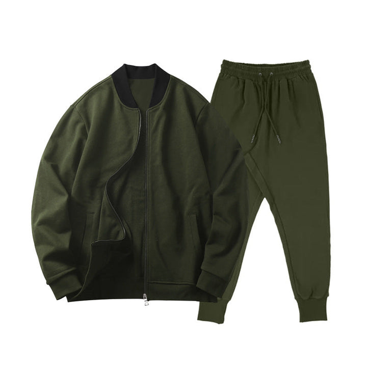 Men's casually cut sweat set with zip bomber jacket and tapered jogging pants made of soft fleece Hudson & Parker