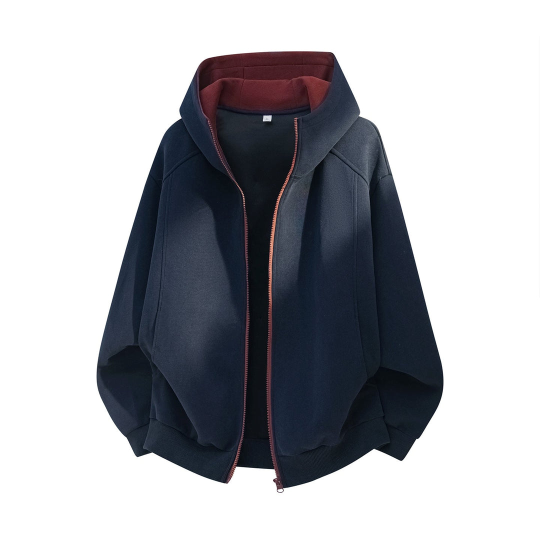 Unisex Wide Hooded Jacket with Double-Layered Hood and Concealed Zipper Hudson & Parker