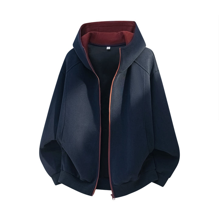 Unisex Wide Hooded Jacket with Double-Layered Hood and Concealed Zipper Hudson & Parker