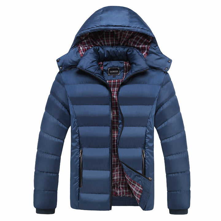 Men's ultralight puffer jacket with thermal quilting, hood, and checked lining Hudson & Parker