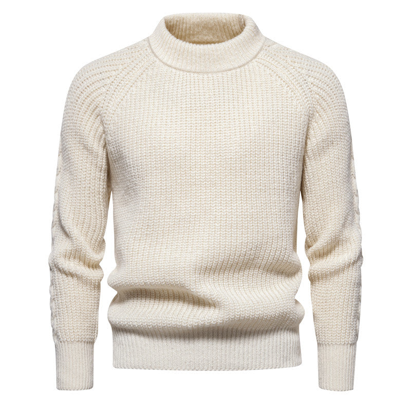 Men's coarse structure mock neck pullover with reinforced ribbed hem and raglan sleeves Hudson & Parker