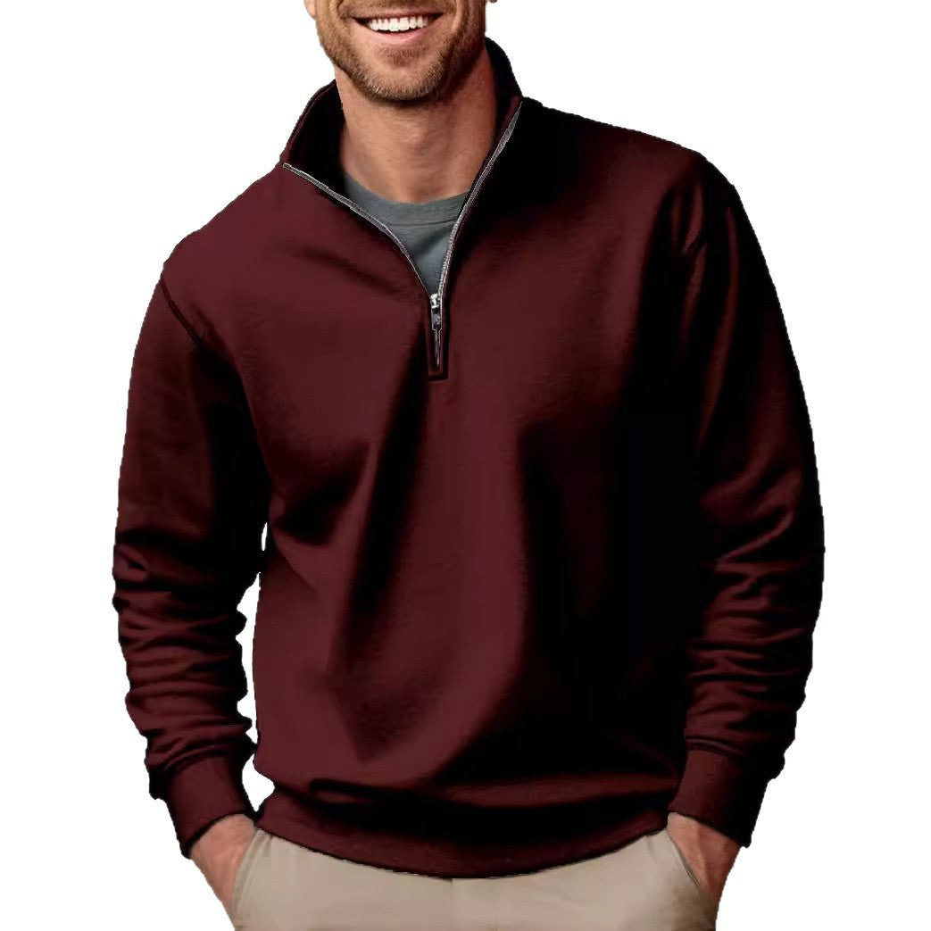Men's half-zip sweatshirt with stand-up collar and soft fleece interior lining Hudson & Parker