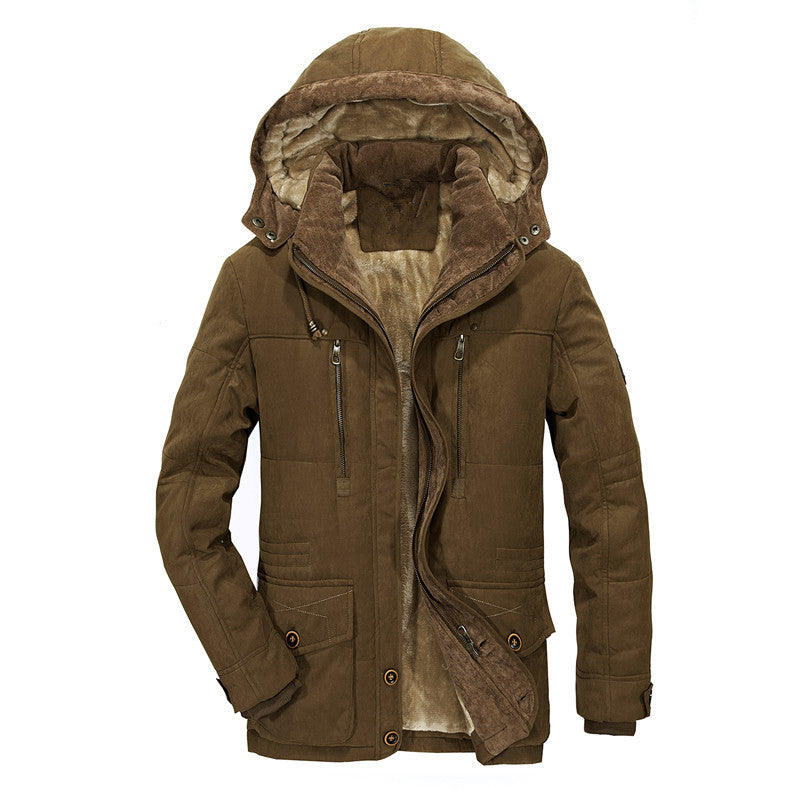 Men's Quilted Canvas Parka with Padded Insulation, Teddy Fleece Lining and Vertical Zipper Pockets Hudson & Parker
