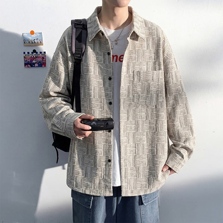 Men's overshirt jacket made of structured blend with check pattern relief Hudson & Parker