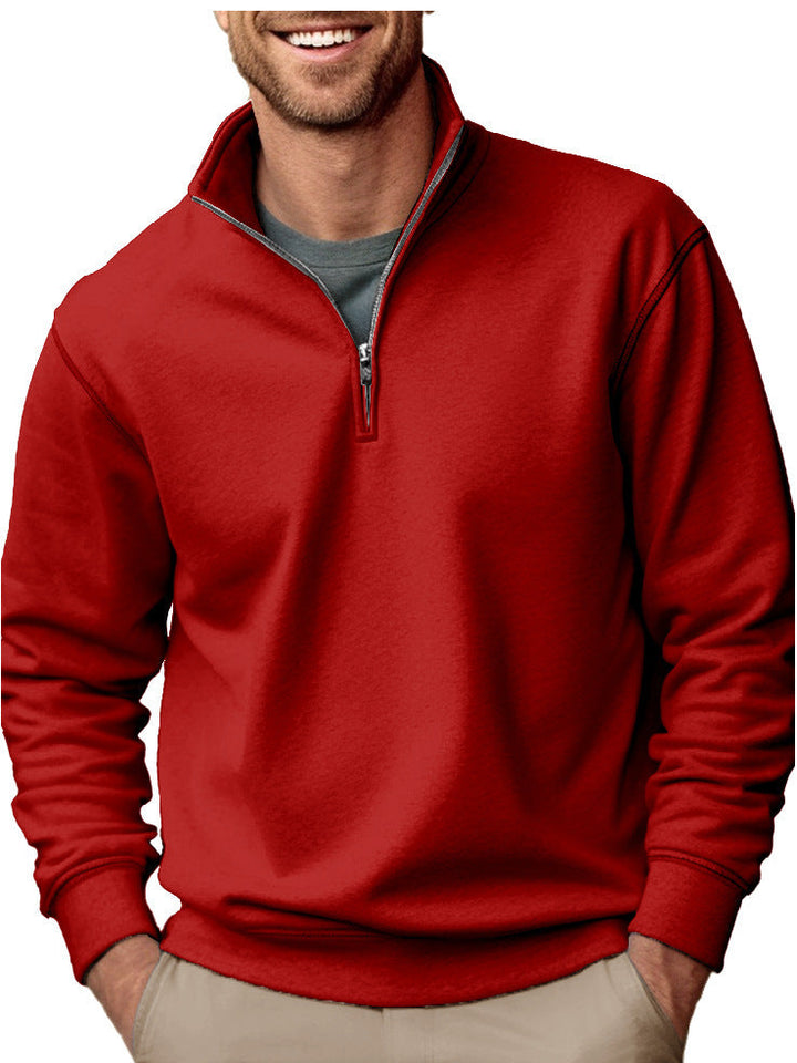 Men's half-zip sweatshirt with stand-up collar and soft fleece interior lining Hudson & Parker