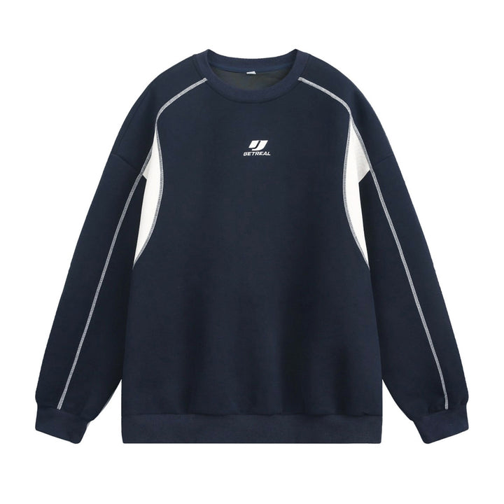 Unisex sporty-casual boxy sweatshirt with contrasting side inserts and flatlock seams Hudson & Parker