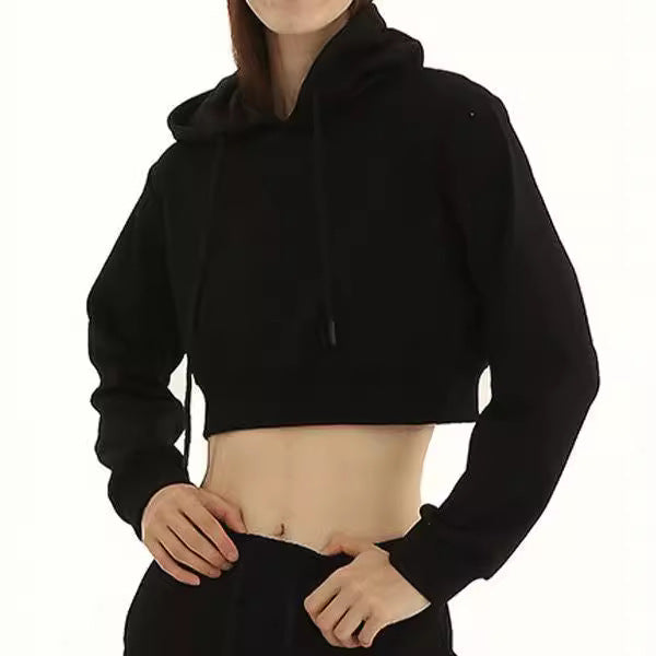 Women's cropped hoodie with soft fleece interior and elastic ribbed hem Hudson & Parker