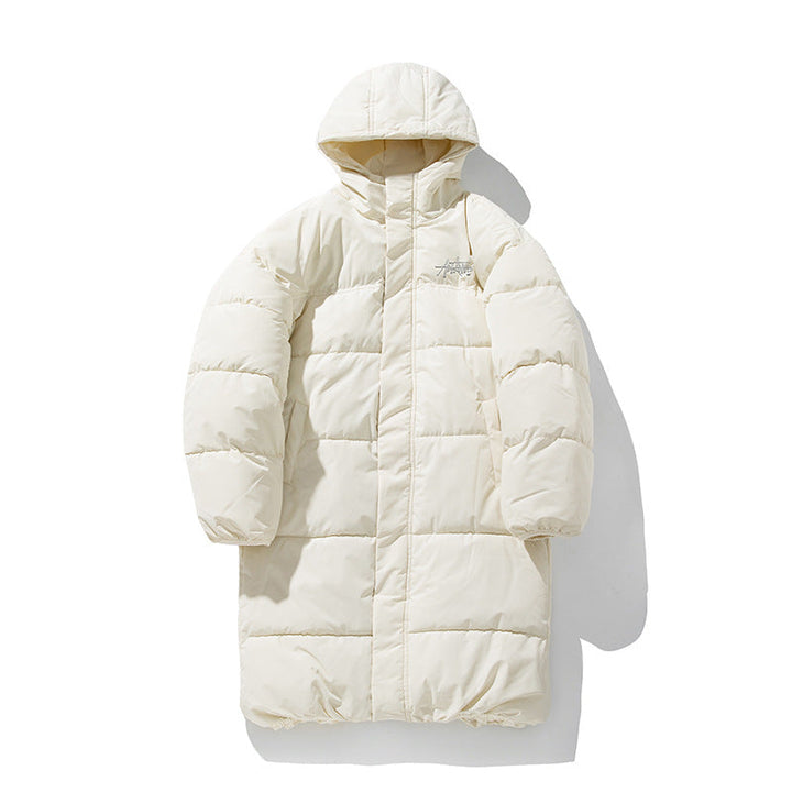 Unisex Longer Boxy Quilted Coat with Hood, Thermal Insulation and Adjustable Hem Hudson & Parker