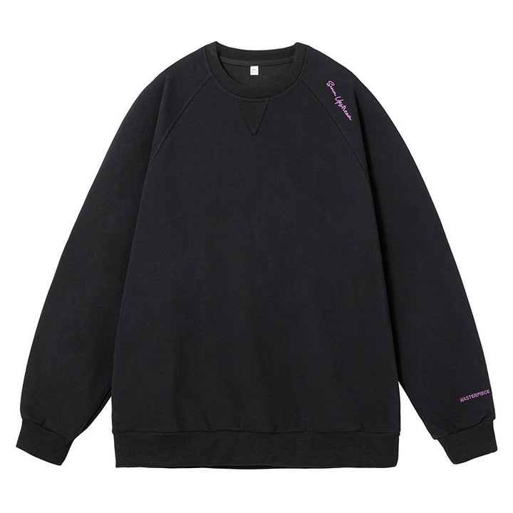 Unisex Oversize Fleece Sweatshirt with Raglan Sleeves and Subtle Shoulder and Sleeve Embroidery Hudson & Parker