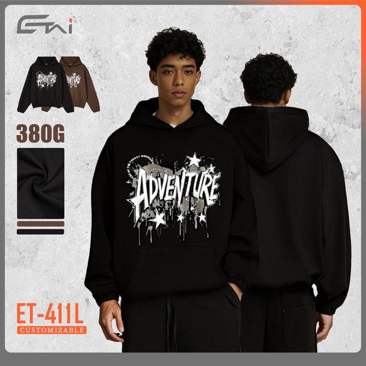 Unisex Oversized Hoodie with large graphic print, kangaroo pocket and elastic hem Hudson & Parker