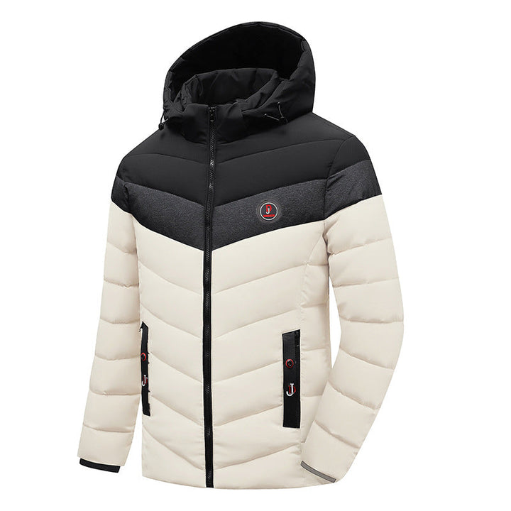Men's Quilted Anorak with Hood and Padded Chevron Insulation Jacket Hudson & Parker
