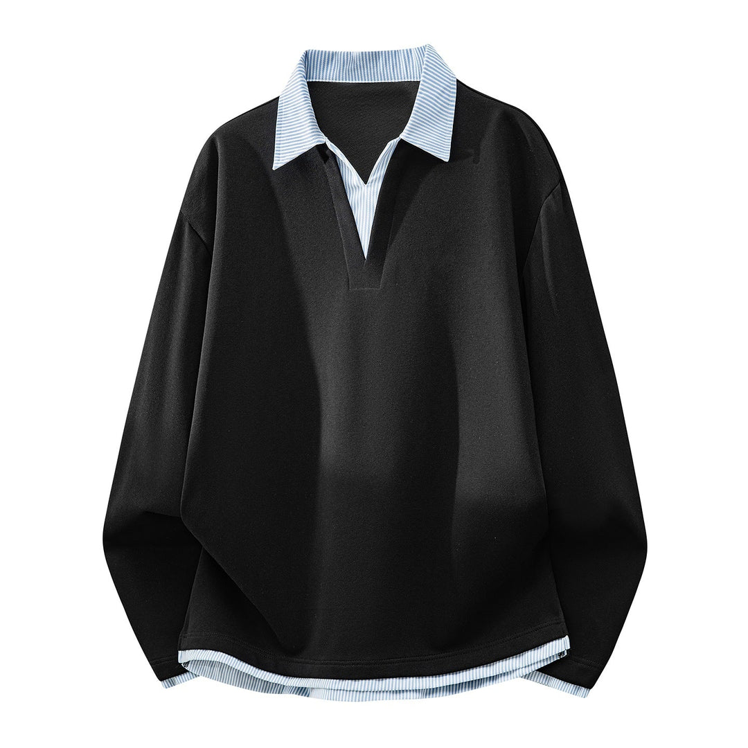 Unisex Oversized Sweatshirt with integrated shirt collar and V-neck detail Hudson & Parker