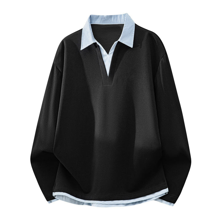 Unisex Oversized Sweatshirt with integrated shirt collar and V-neck detail Hudson & Parker