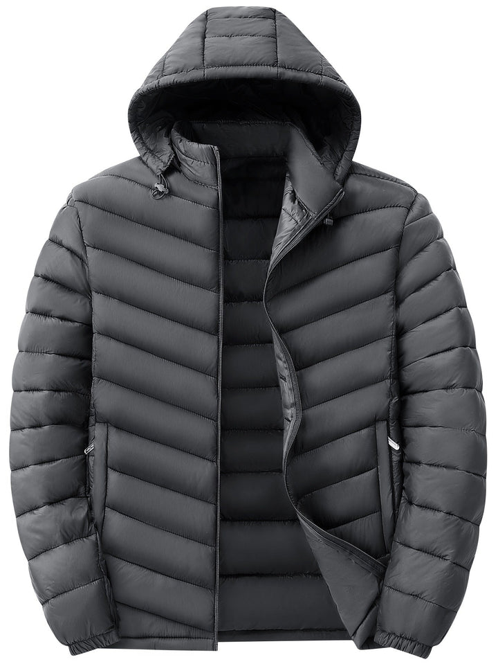 Men's ultralight quilted hooded jacket with thermal insulation & packable design Hudson & Parker