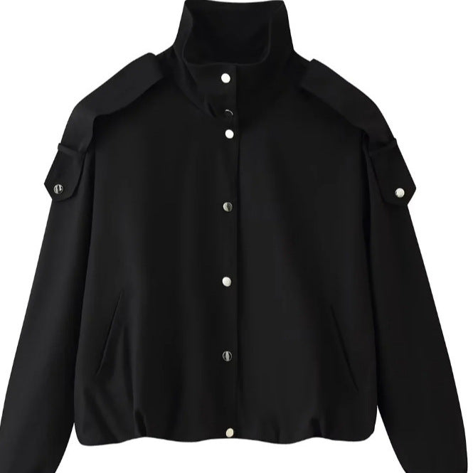 Women’s short-cut boxy blouson with high stand-up collar and dropped shoulders Hudson & Parker