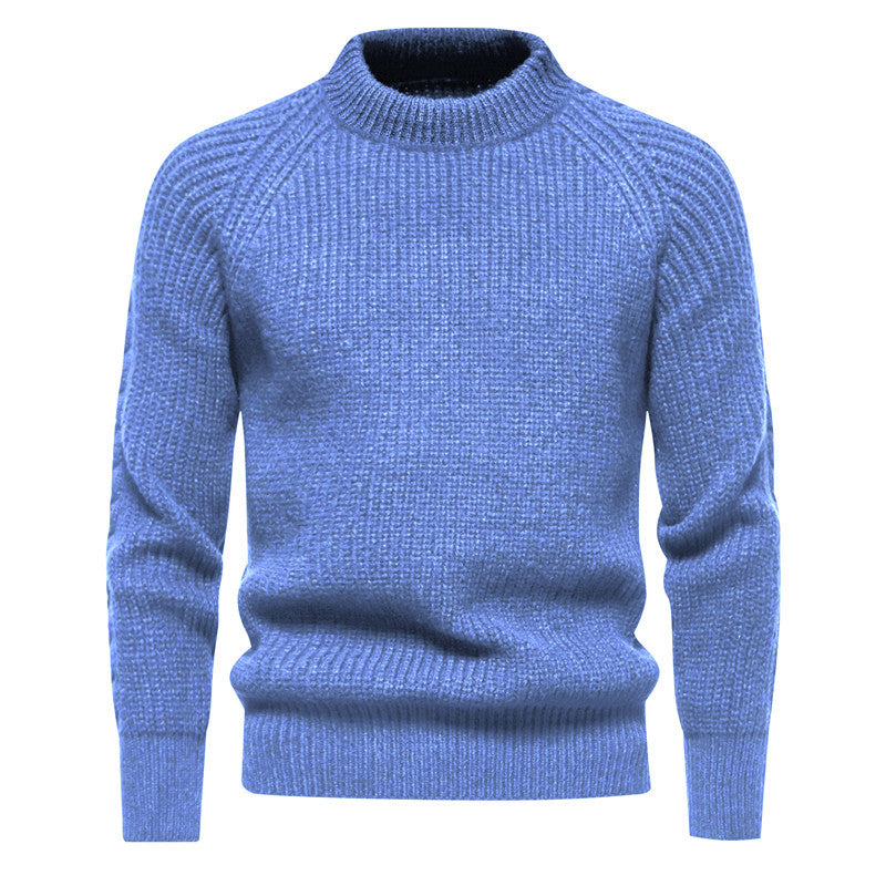 Men's coarse structure mock neck pullover with reinforced ribbed hem and raglan sleeves Hudson & Parker