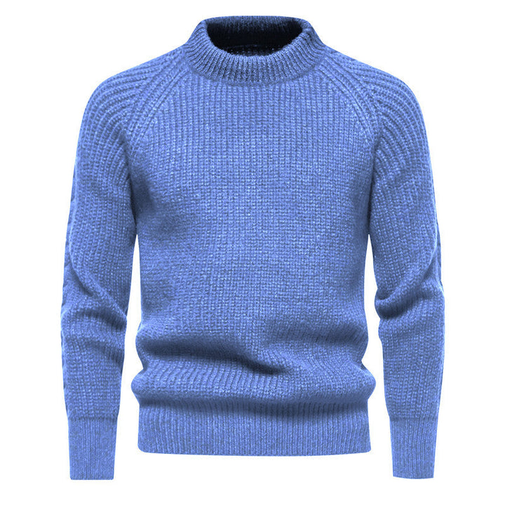 Men's coarse structure mock neck pullover with reinforced ribbed hem and raglan sleeves Hudson & Parker