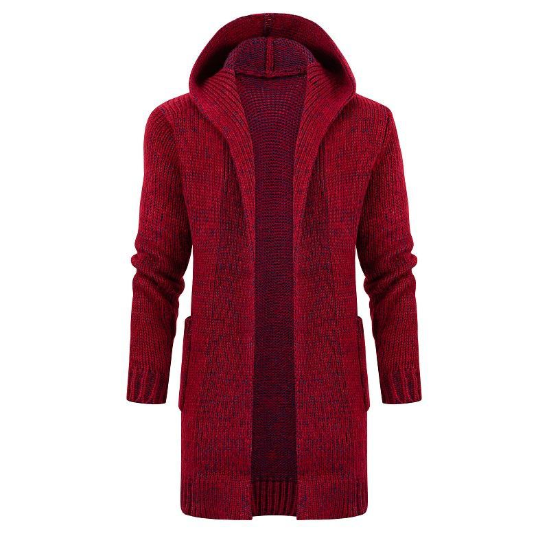 Women's Long Hooded Knit Cardigan with Deep Ribbed Texture and Patch Pockets Hudson & Parker