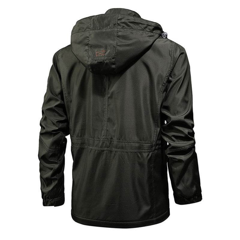 Men's Waterproof Functional Parka with Hood, Multiple Pockets and Checked Lining Hudson & Parker