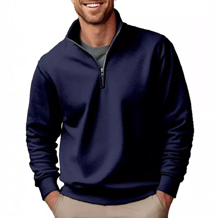 Men's half-zip sweatshirt with stand-up collar and soft fleece interior lining Hudson & Parker