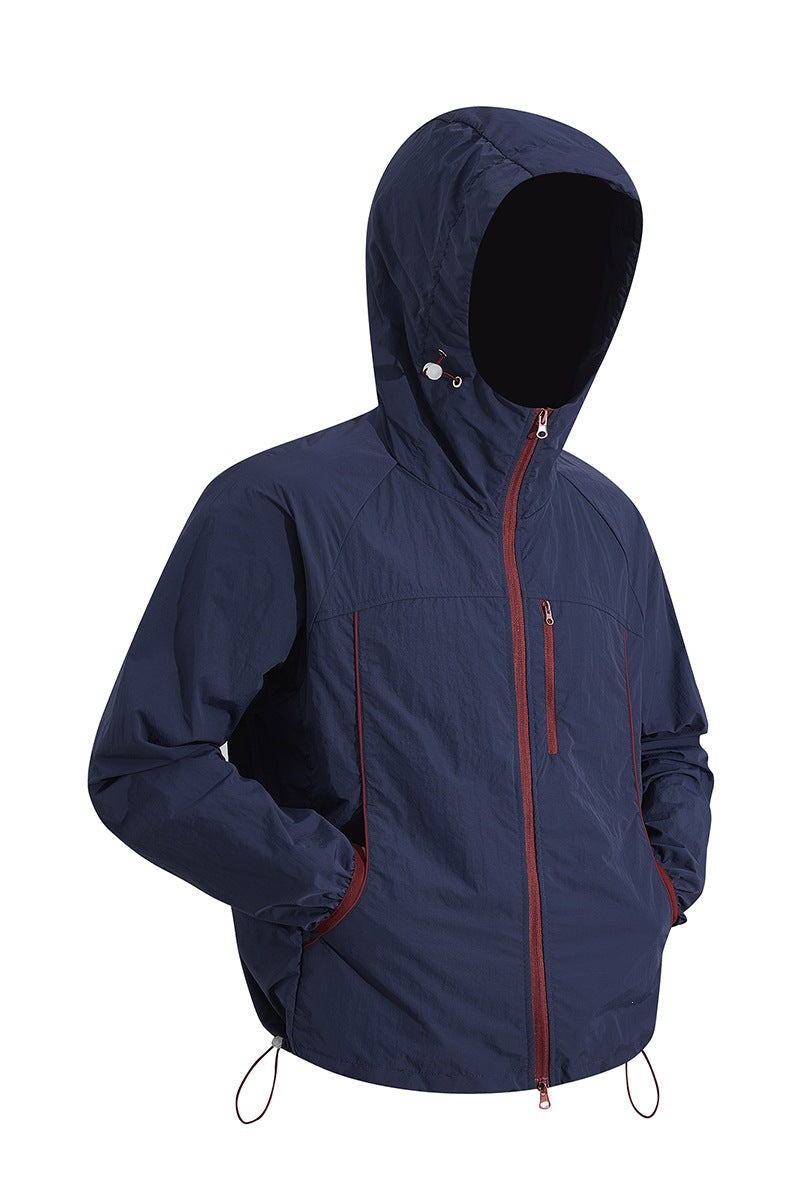 Men's Ultralight Hooded Windbreaker made of Ripstop with Adjustable Hem & Chest Zipper Hudson & Parker