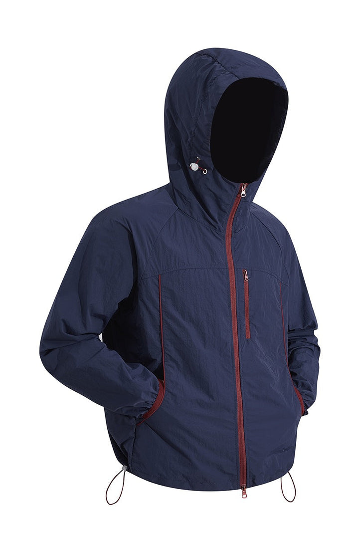 Men's Ultralight Hooded Windbreaker made of Ripstop with Adjustable Hem & Chest Zipper Hudson & Parker