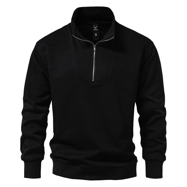 Men's Half-Zip Sweatshirt with Stand Collar and Ribbed Cuffs Hudson & Parker