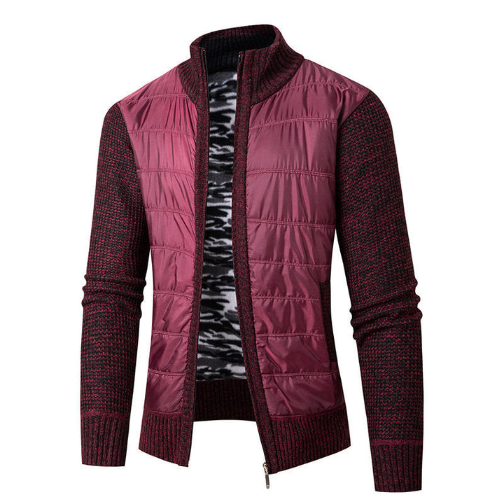Men's hybrid cardigan with quilted front and stand-up collar Hudson & Parker