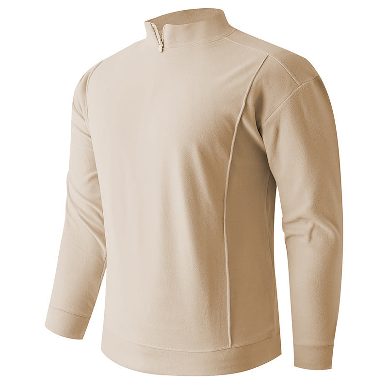 Men's Comfortable Stretch Half-Zip Sweater with Stand-Up Collar and Brushed Inner Lining Hudson & Parker