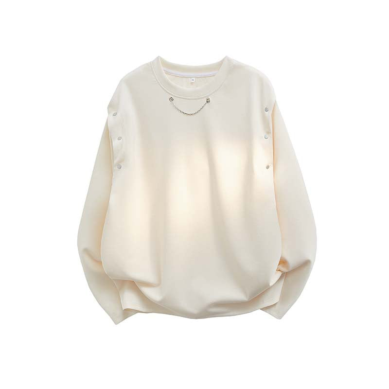 Women's Oversized Sweatshirt with Chain Detail and Snap Button Sleeve Opening Hudson & Parker