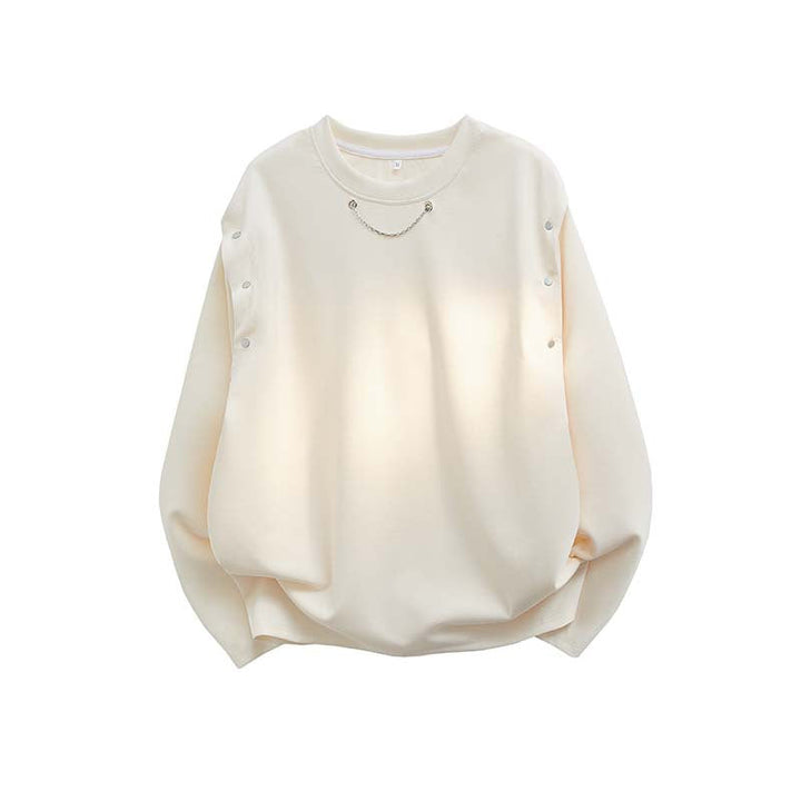Women's Oversized Sweatshirt with Chain Detail and Snap Button Sleeve Opening Hudson & Parker