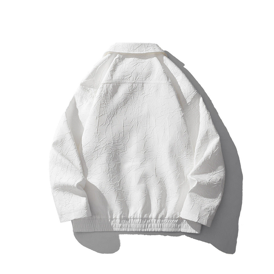 Men's Lightweight Crinkle Texture Zip Jacket with Shirt Collar and Elastic Hem Hudson & Parker