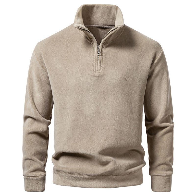 Men's Fleece Half-Zip Pullover with Standing Collar and Soft Microfleece Hudson & Parker