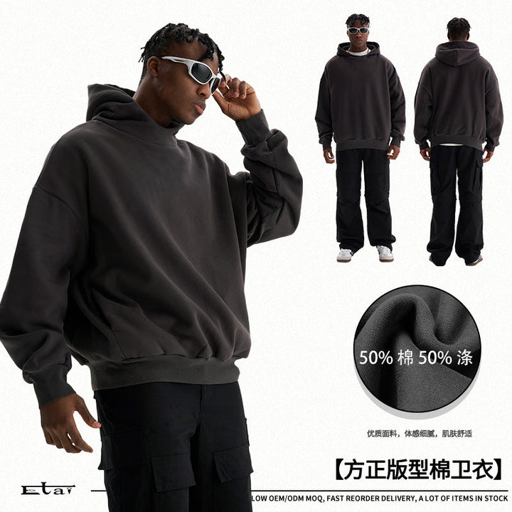 Unisex Minimalist Hoodie in Clean Look with Reinforced Collar Hudson & Parker