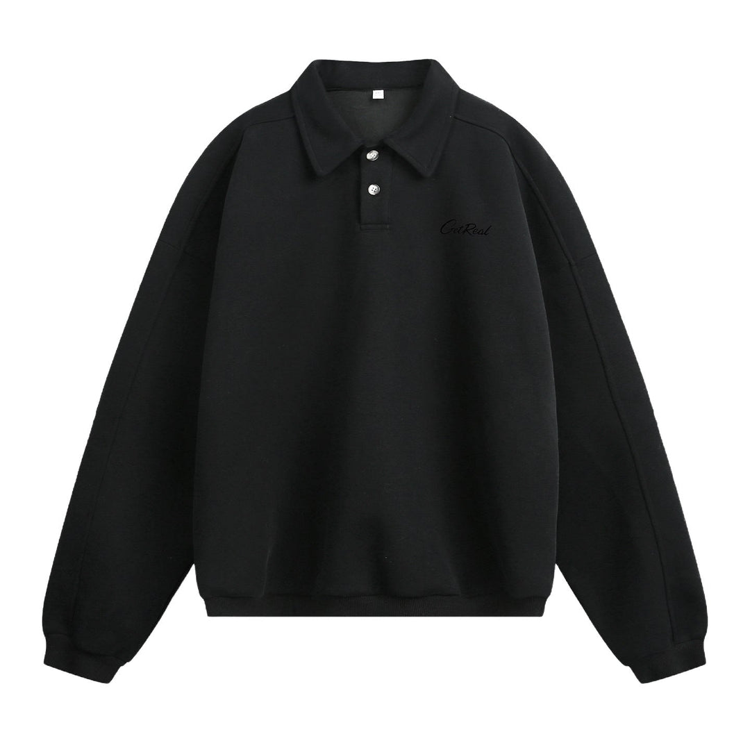 Unisex Oversize Polo collar sweatshirt with half button placket and raglan sleeves Hudson & Parker