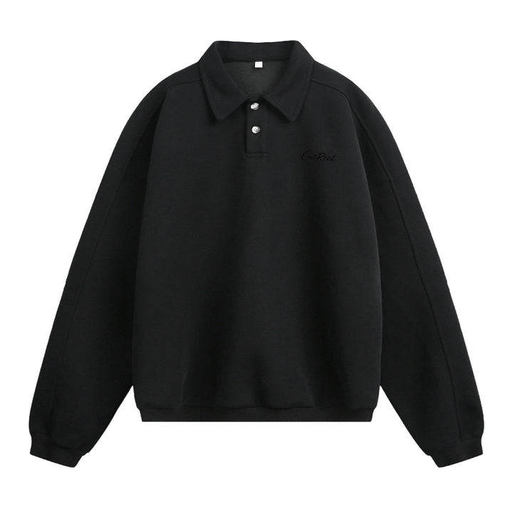 Unisex Oversize Polo collar sweatshirt with half button placket and raglan sleeves Hudson & Parker