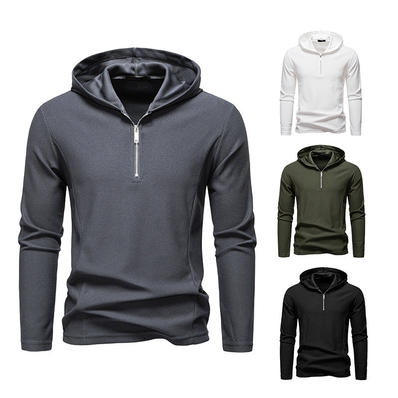 Men's Lightweight Textured Half-Zip Hoodie with Breathable Mesh Hudson & Parker