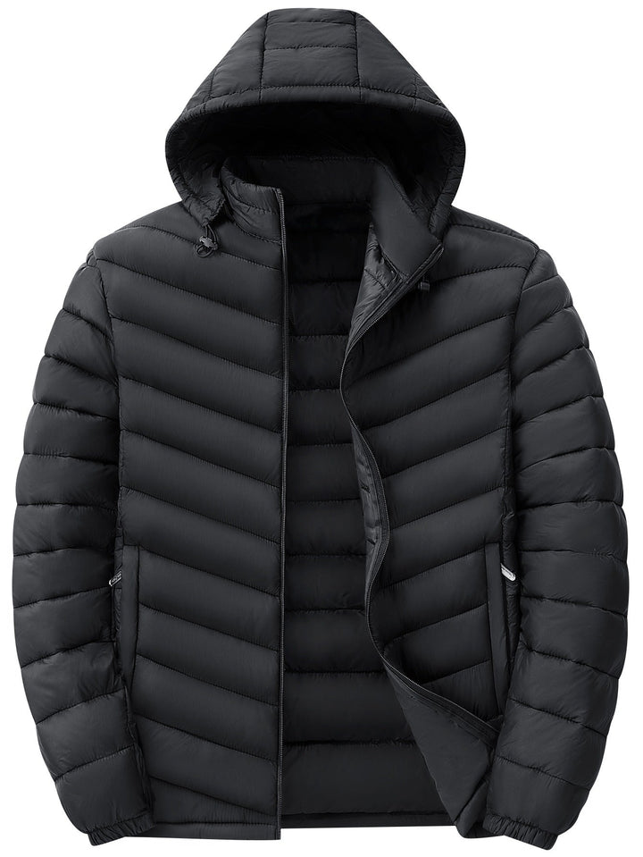 Men's ultralight quilted hooded jacket with thermal insulation & packable design Hudson & Parker
